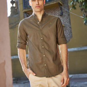 Camisa Lino Verde Militar